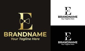 Luxury Letter E Logo Design Template with Bow Tie for Elegant Branding vector
