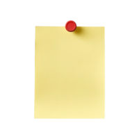 Yellow sticky note with red push pin isolated on transparent background png