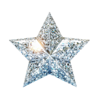 Sparkling star shaped diamond ornament with glitter effects, isolated on transparent background png