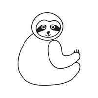 Adorable sloth sitting half-side. Hand drawn friendly tropical bear doodle vector