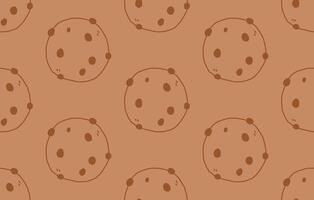 Cookies seamless pattern. Hand Drawn Cute chocolate cookie isolated on a brown background. illustration vector