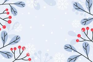 Winter horizontal background with rowan branches vector
