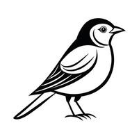 Minimalist Bird Line Drawing Songbird Icon. vector