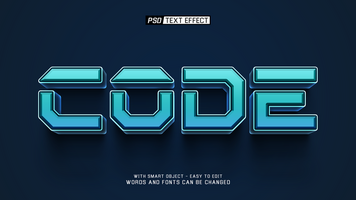 code 3d text effect psd