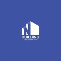building logo n initial icon with creative illustration vector