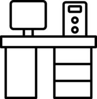 Computer Desk Line Icon vector