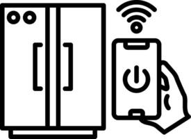 Smart Fridge Line Icon vector