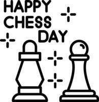 World Chess Day Line Icon vector