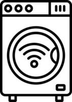Smart Washing Machine Line Icon vector