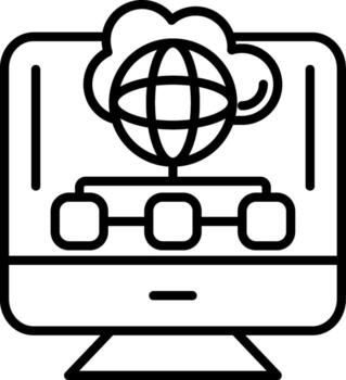 icono de línea de computación en la nube vector