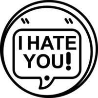 Hate You Line Icon vector