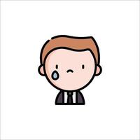 A cartoon man with a sad face vector