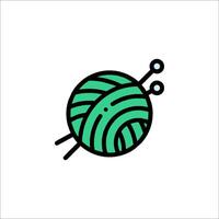 A green ball of yarn with a needle vector