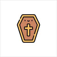 A cartoon coffin with a cross on it vector