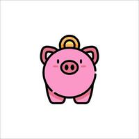 A pink piggy bank with a gold coin on its head vector