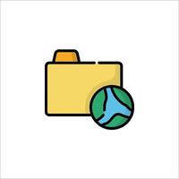 Folder icon with globe illustration vector