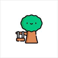 A cute little tree with a swing on it vector