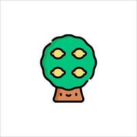 A cartoon tree with lemon leaves on it vector