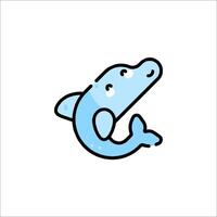 A cartoon blue dolphin with a smile on its face vector