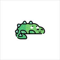 A cute little green dinosaur with spikes on its head vector