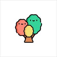 A cartoon tree with two faces and a heart vector
