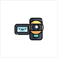 A cartoon camera with a smiley face on it vector