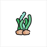 A cartoon plant with two leaves and a root vector