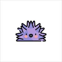 A cute hedgehog icon with a pink face vector