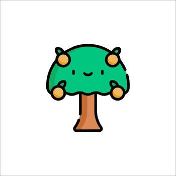 An apple tree with a smiley face on it vector