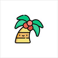 A cartoon palm tree with a face and a red fruit vector