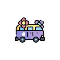 A van with flowers on top of it vector