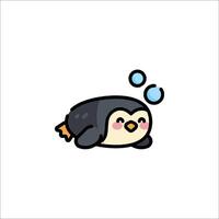 A penguin with bubbles on its head vector