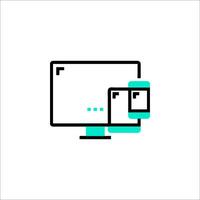 A computer monitor and phone on a white background vector