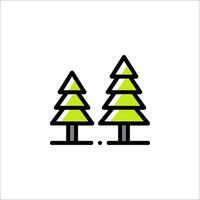 Two trees on a white background with a black outline vector