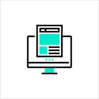 A computer monitor with a newspaper on it vector