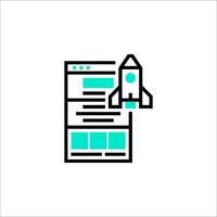 A rocket ship is flying over a computer screen vector