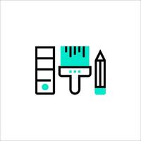 A paintbrush and a pencil are on a white background vector