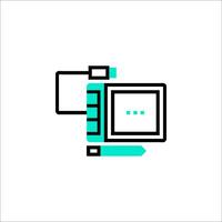 A computer monitor with a green and blue icon vector