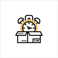 A clock and boxes on a white background vector