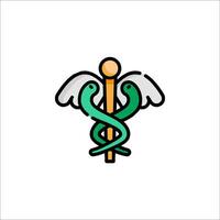 Medical symbol with snake and wings vector