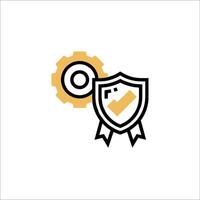 A shield with a check mark and a gear vector