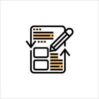 A line icon of a pen and paper vector