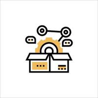 A box with gears and a clock icon vector