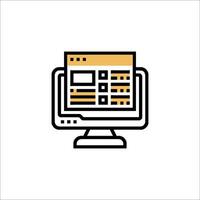 A computer monitor with a computer screen and a keyboard vector