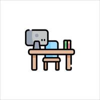 Computer desk icon vector