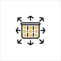A box with arrows pointing to it vector