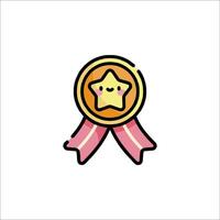 A star award with a ribbon and a smiley face vector