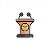 A podium with a microphone and a smiley face vector