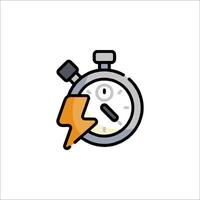 A stopwatch with lightning bolt icon vector