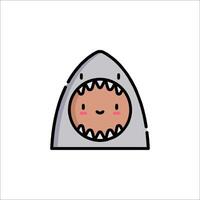 A cartoon shark with a face and teeth vector